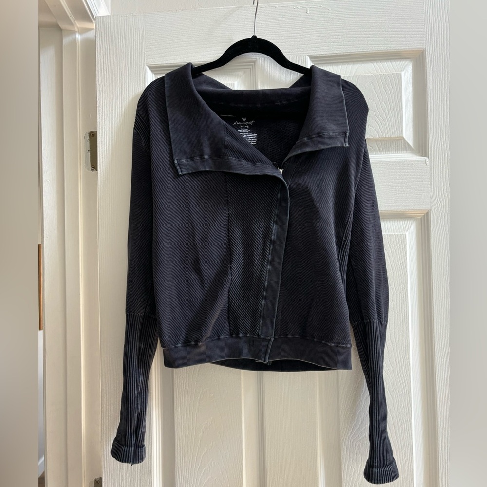 Free People Movement Seamless Mercury Moto Jacket- M/L - washed black